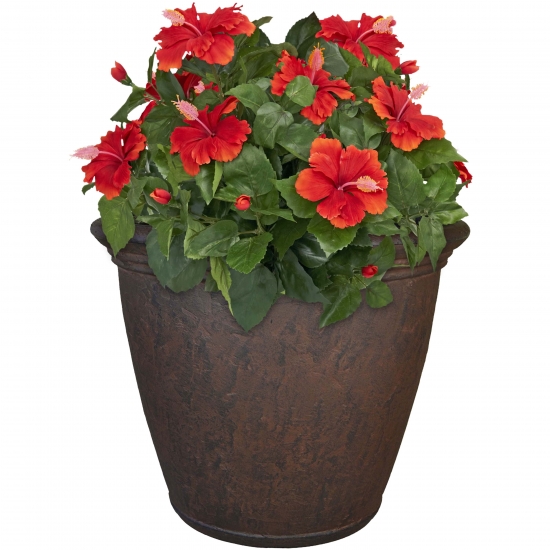 Sunnydaze Anjelica Polyresin Outdoor Flower Pot Planter  Rust  Single