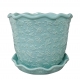 The Pioneer Woman Embossed Daisy Teal Planter 8 in Stoneware