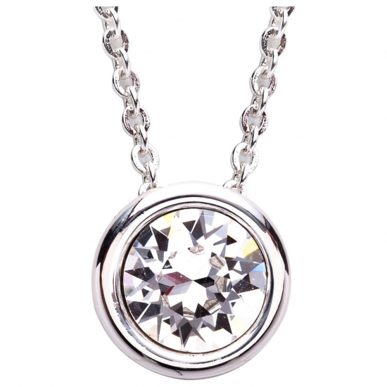 X and O X  O Crystal Luxe Silver Plated Swarovski Clear Crystal Birthstone Necklace