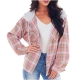 ZQGJB Holiday Season Deals Womens Flannel Shirts Plaid Hoodie Jacket Long Sleeve Button Down Hooded Drawstring Shacket Blouse Tops Casual Boyfriend Shirt with PocketPinkXL
