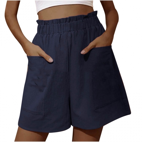 Zodggu Womens Dark Blue Bermuda Shorts Womens Summer Fashion Pants Leisure Sports Shorts Pants Pocket Elastic High Waist Comfortable Jeans Trendy Shorts 6