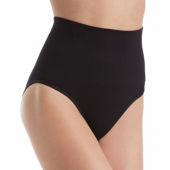 Preggers Women's MeMoi MSM-101 SlimMe Seamless Hi Waist Control Brief Panty (Black 1X)