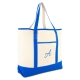 DALIX Women's Canvas Tote Bag Satchel Shoulder Bags Royal Blue Monogram A