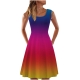 Olyvenn Summer Sling Tank Sun Dresses Knee Length Pleated Loose Casual Tunic Swing Sleeveless for Women TieDye Gradient Rainbow Floral Printnbsp Female OuterwearMulticolor M