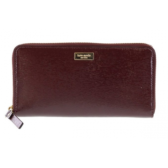 Kate Spade New York Bixby Place Neda Mulled Wine Patent Leather Zip Around Wallet - $145 MSRP!