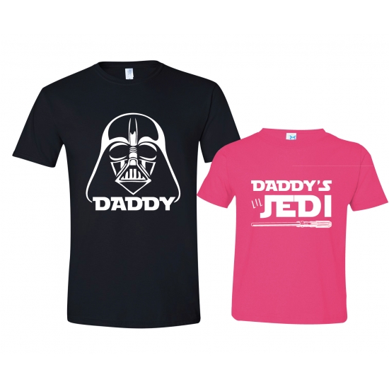 Texas Tees Father Daughter Shirt, Darth Vader Tee, Daddy's Jedi, Mens Medium & Pink Size5/6
