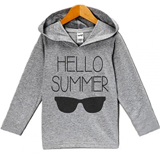 7 ate 9 Apparel Custom Party Shop Unisex Baby Hello Summer Hoodie Pullover Grey and Navy