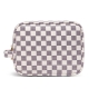 Daisy Rose Luxury Checkered Make Up Bag | PU Vegan Leather Cosmetic Toiletry Travel bag (Cream)