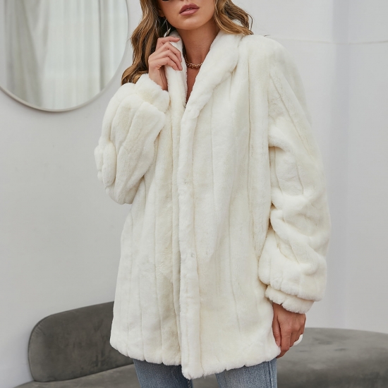 symoid Womens Coats  Jackets Winter Warm Coats Faux Coat Warm Fur Faux Jacket Long Sleeve Outerwear White S
