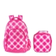 Class Collections Reinforced Water Resistant School Backpack and Insulated Lunch Bag Set - Pink Preppy Plaid
