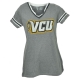 Tee Shirt University NCAA Virginia Commonwealth Rams Gray V Neck Womens Tshirt Tee Short Sleeve Small