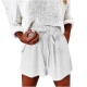 Zodggu Womens White Capris Fashion Womens Summer Cotton Linen Shorts Pants Loose Ruffle Comfy Casual Lacing Drawstring Elastic Waist Pocket Solid Color Shorts Trendy Shorts 14