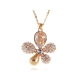 Alilang Gold Topaz Clear Swarovski Crystal Rhinestone Fat Flower Petal Pendent Necklace