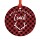 Andaz Press Family Metal Christmas Ornament, Merry Christmas Coach 2017, Red Plaid, Includes Ribbon and Gift Bag