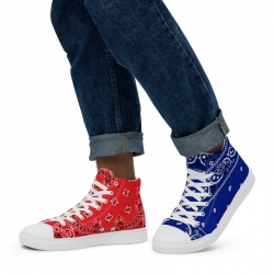 Red & Blue Two Tone Bandana Hi Top Sneakers